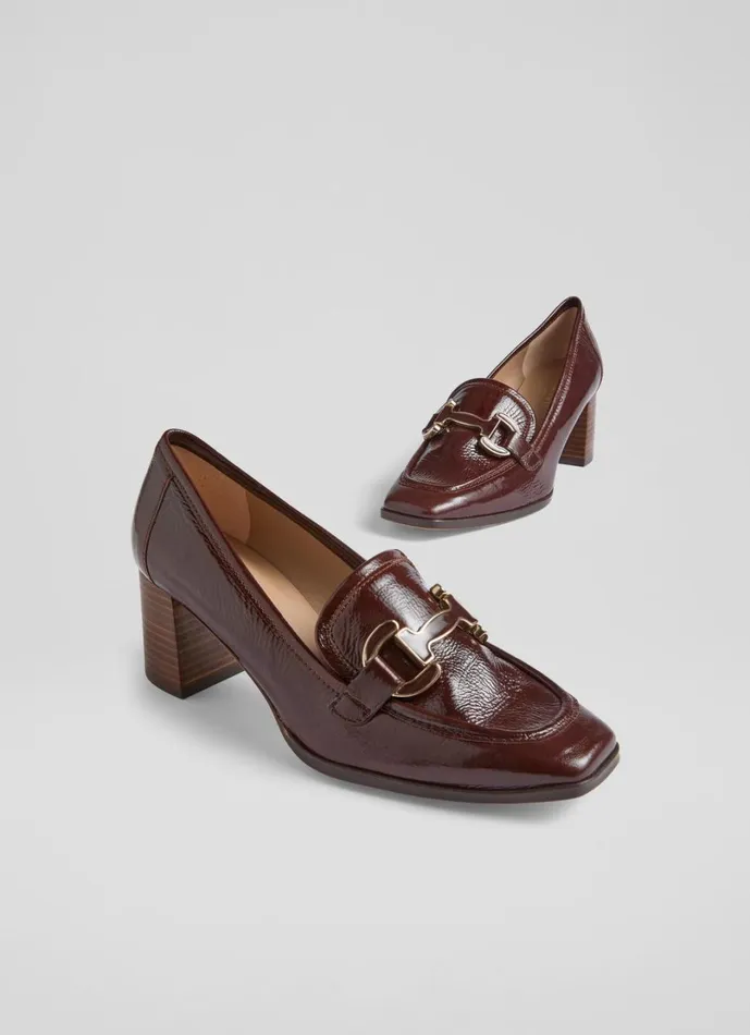 LKBennett Court Shoes Women Luca Chocolate Block Heel Snaffle Courts LKBennett Court Shoes Women Luca Chocolate Block Heel Snaffle Courts