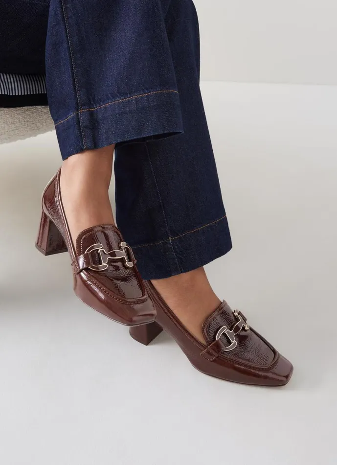 LKBennett Court Shoes Women Luca Chocolate Block Heel Snaffle Courts LKBennett Court Shoes Women Luca Chocolate Block Heel Snaffle Courts
