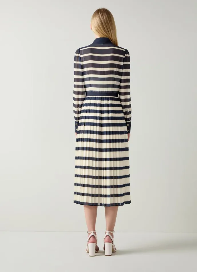 LKBennett Dresses Women Tallis Spring Navy and Cream Placement Stripe Dress LKBennett Dresses Women Tallis Spring Navy and Cream Placement Stripe Dress