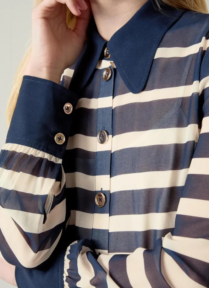 LKBennett Dresses Women Tallis Spring Navy and Cream Placement Stripe Dress LKBennett Dresses Women Tallis Spring Navy and Cream Placement Stripe Dress