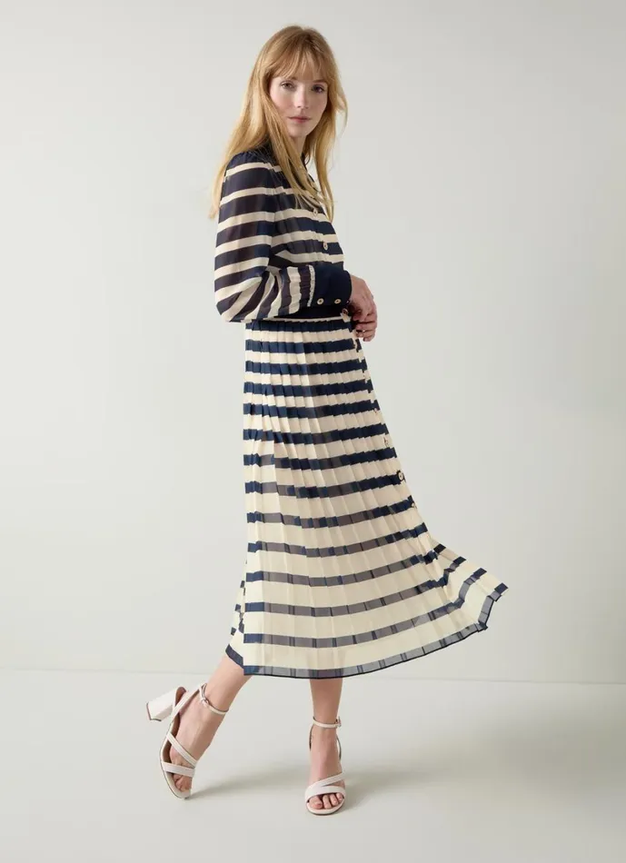 LKBennett Dresses Women Tallis Spring Navy and Cream Placement Stripe Dress LKBennett Dresses Women Tallis Spring Navy and Cream Placement Stripe Dress