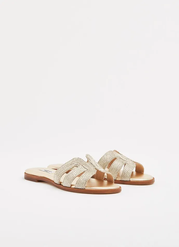 LKBennett Flats Women Riley Gold Rope Flat Mules LKBennett Flats Women Riley Gold Rope Flat Mules