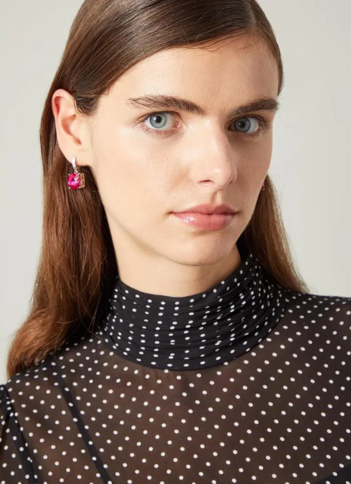 LKBennett Jewellery Women Holly Magenta Square Crystal Hoop
