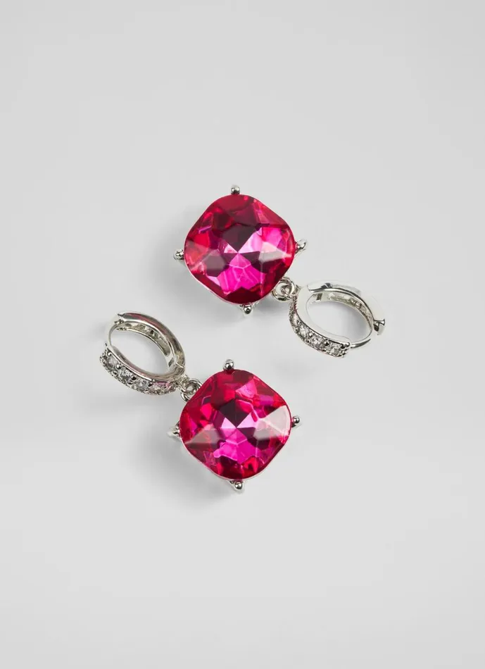 LKBennett Jewellery Women Holly Magenta Square Crystal Hoop