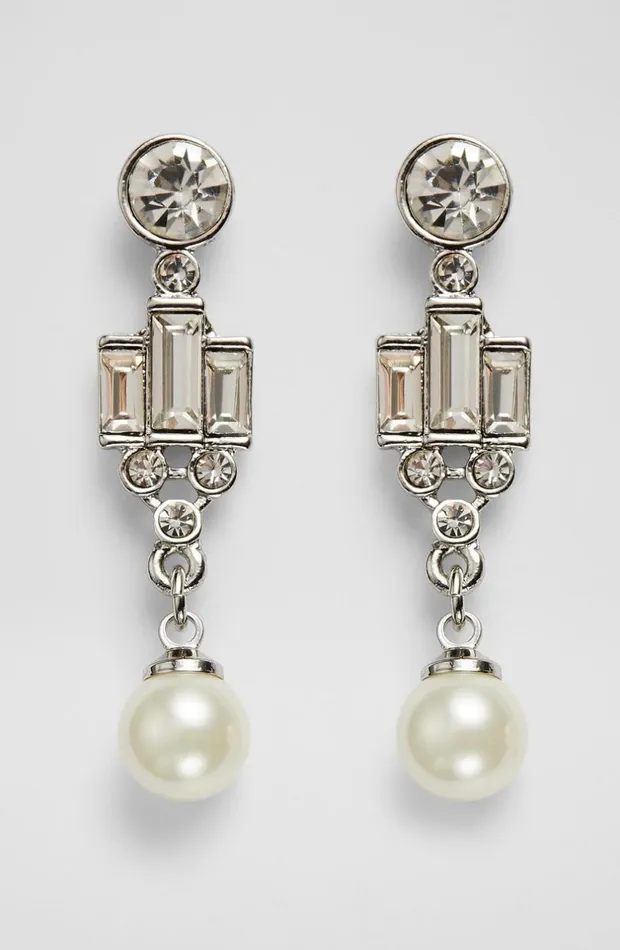 LKBennett Jewellery Women Kiara Crystal And Pearl Art DecoStyle Earrings LKBennett Jewellery Women Kiara Crystal And Pearl Art DecoStyle Earrings