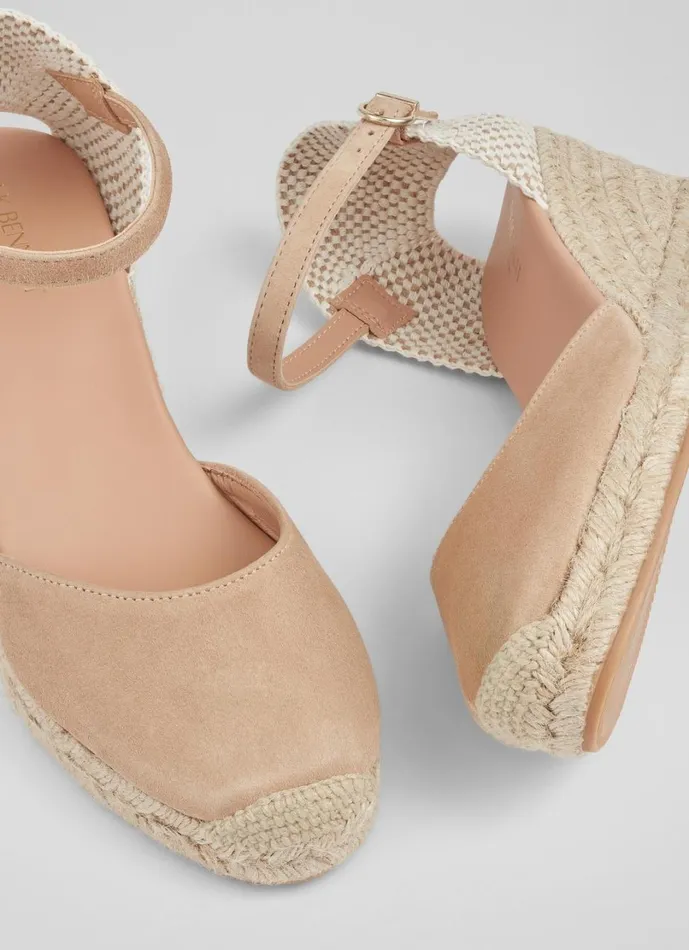 LKBennett Sandals Women Marissa Beige Suede Ankle Strap Espadrilles LKBennett Sandals Women Marissa Beige Suede Ankle Strap Espadrilles