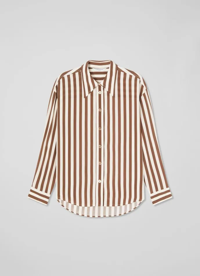 LKBennett Tops Women Blythe Chocolate and Birch Blouse LKBennett Tops Women Blythe Chocolate and Birch Blouse