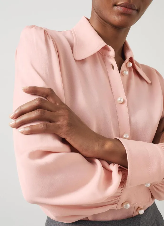 LKBennett Tops Women Sonya Pink Crepe Blouse LKBennett Tops Women Sonya Pink Crepe Blouse