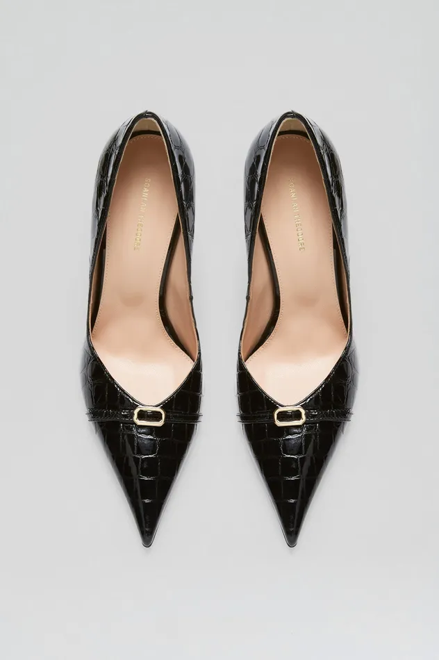 LEATHER EMBOSSED PUMP 95 BLACK Women Shoes Scanlan Theodore LEATHER EMBOSSED PUMP 95 BLACK Women Shoes Scanlan Theodore