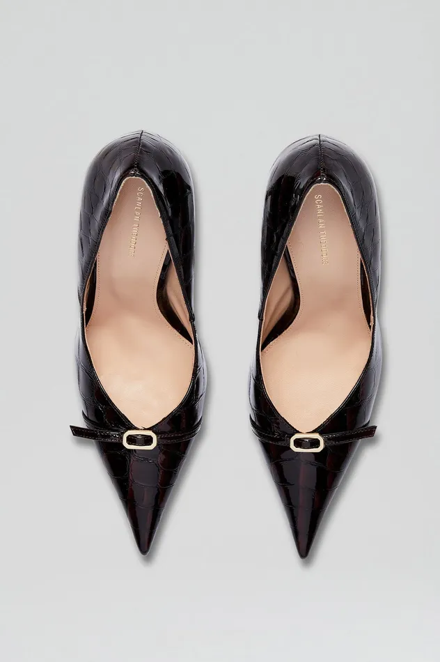 Leather LEATHER EMBOSSED PUMP 95 DARKMULBERRY Scanlan Theodore Women Leather LEATHER EMBOSSED PUMP 95 DARKMULBERRY Scanlan Theodore Women