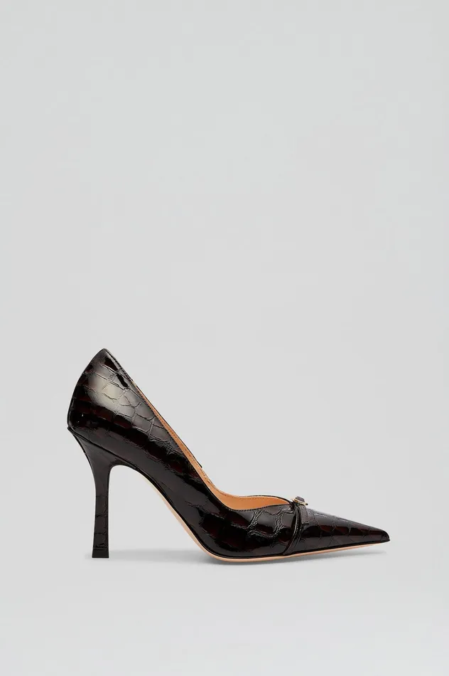 Leather LEATHER EMBOSSED PUMP 95 DARKMULBERRY Scanlan Theodore Women Leather LEATHER EMBOSSED PUMP 95 DARKMULBERRY Scanlan Theodore Women
