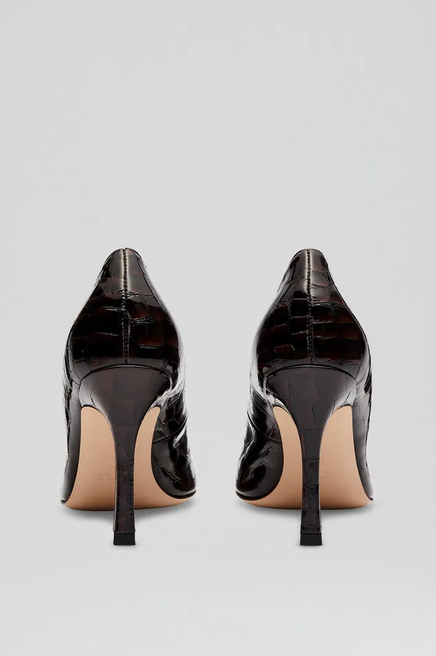 Leather LEATHER EMBOSSED PUMP 95 DARKMULBERRY Scanlan Theodore Women Leather LEATHER EMBOSSED PUMP 95 DARKMULBERRY Scanlan Theodore Women