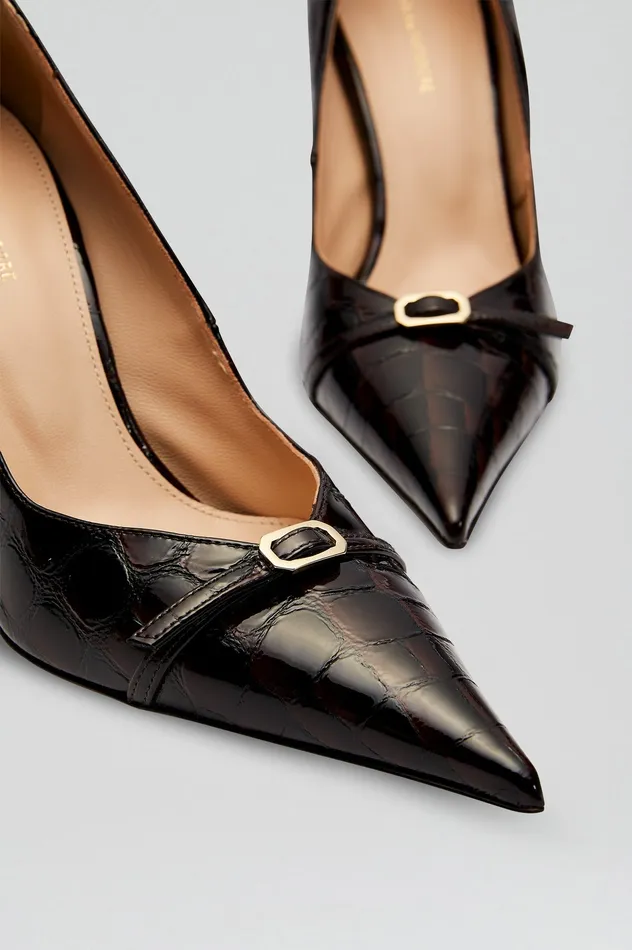 Leather LEATHER EMBOSSED PUMP 95 DARKMULBERRY Scanlan Theodore Women Leather LEATHER EMBOSSED PUMP 95 DARKMULBERRY Scanlan Theodore Women