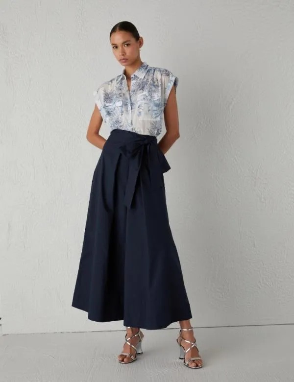 Marella Trousers Women Long Culottes Navy Marella Trousers Women Long Culottes Navy