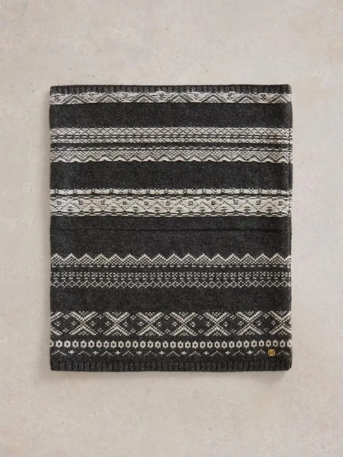 Men Bambury Fairisle Snood Grey Multi White Stuff Scarves