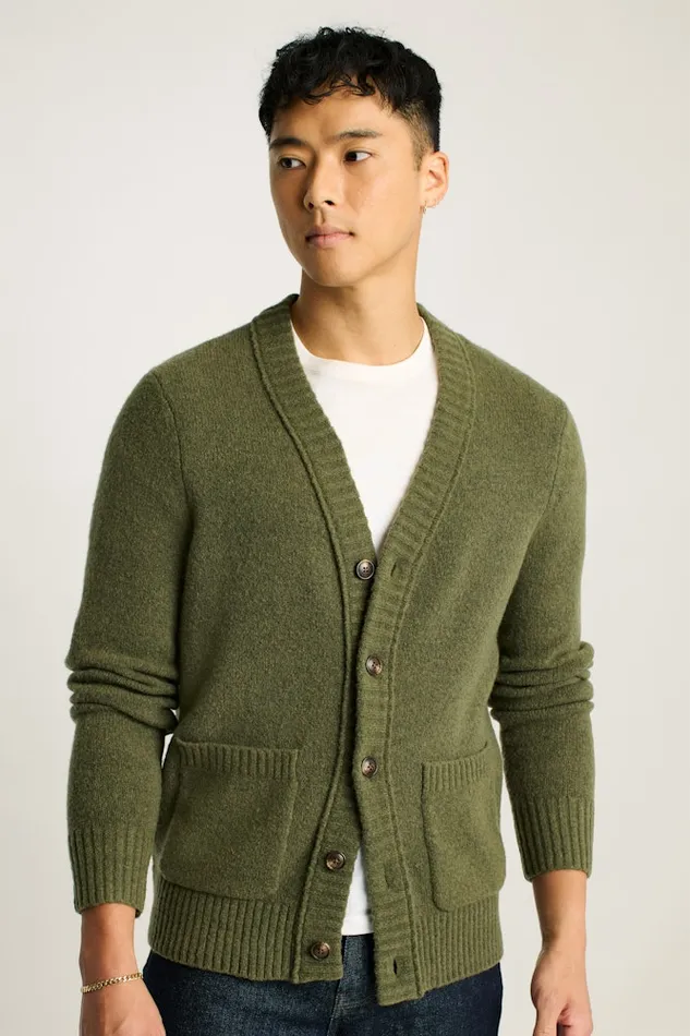 Men Bonobos Cardigan Sweaters Boucle Cardigan Olive Men Bonobos Cardigan Sweaters Boucle Cardigan Olive
