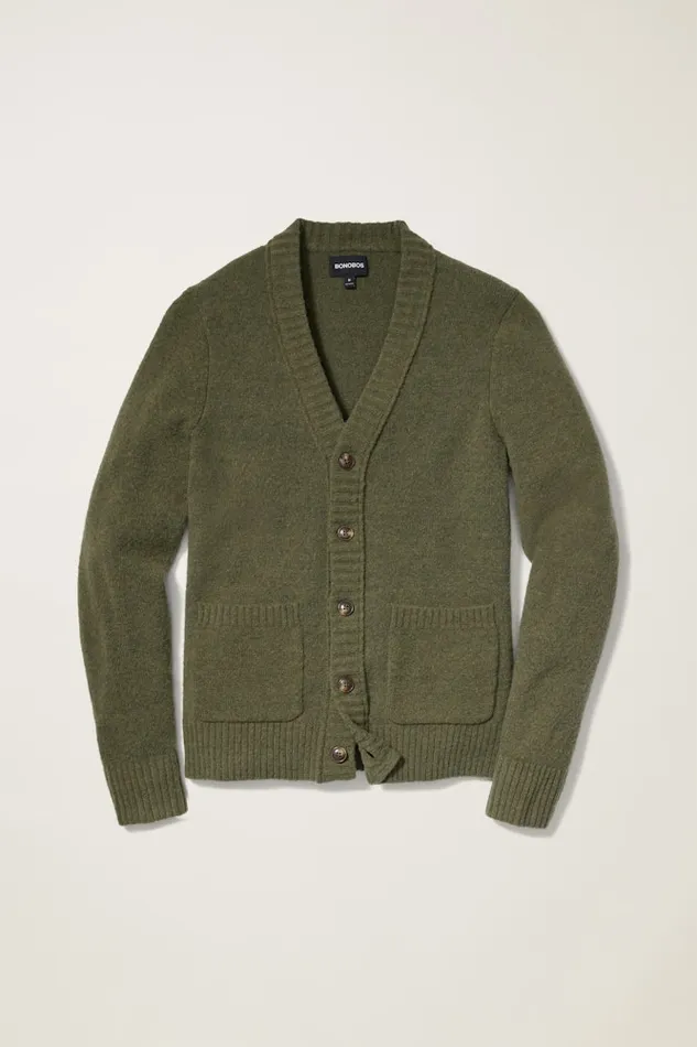 Men Bonobos Cardigan Sweaters Boucle Cardigan Olive Men Bonobos Cardigan Sweaters Boucle Cardigan Olive