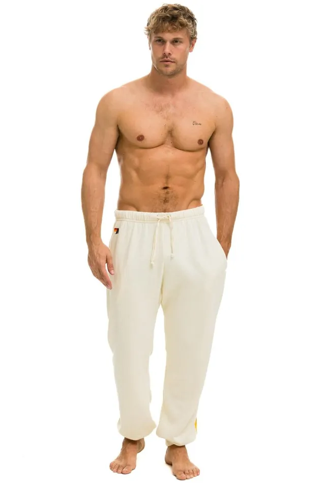 Men Bottoms Aviator Nation 5 STRIPE SWEATPANTS 8211 VINTAGE WHITE Men Bottoms Aviator Nation 5 STRIPE SWEATPANTS 8211 VINTAGE WHITE