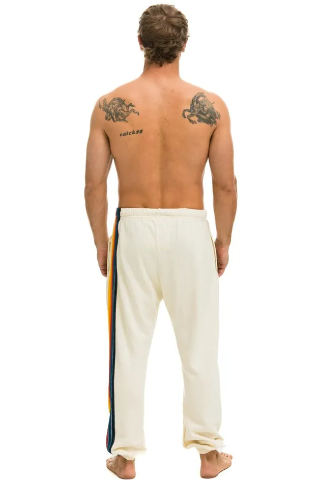 Men Bottoms Aviator Nation 5 STRIPE SWEATPANTS 8211 VINTAGE WHITE Men Bottoms Aviator Nation 5 STRIPE SWEATPANTS 8211 VINTAGE WHITE