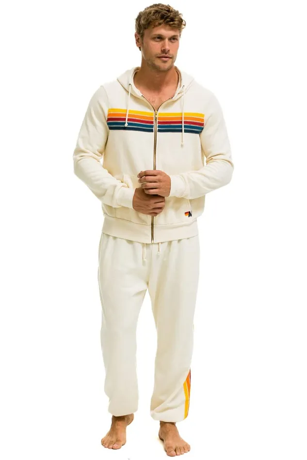 Men Bottoms Aviator Nation 5 STRIPE SWEATPANTS 8211 VINTAGE WHITE Men Bottoms Aviator Nation 5 STRIPE SWEATPANTS 8211 VINTAGE WHITE