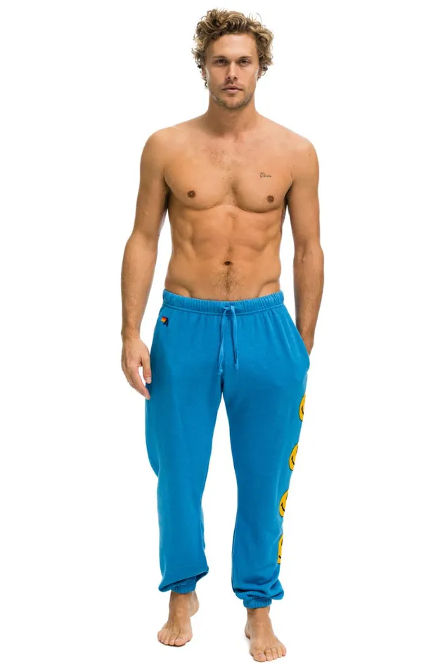 Men Bottoms Aviator Nation SMILEY 2 MENS SWEATPANTS 8211 OCEAN Men Bottoms Aviator Nation SMILEY 2 MENS SWEATPANTS 8211 OCEAN