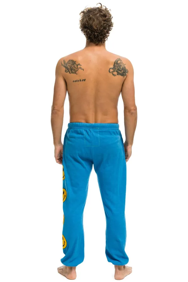 Men Bottoms Aviator Nation SMILEY 2 MENS SWEATPANTS 8211 OCEAN Men Bottoms Aviator Nation SMILEY 2 MENS SWEATPANTS 8211 OCEAN