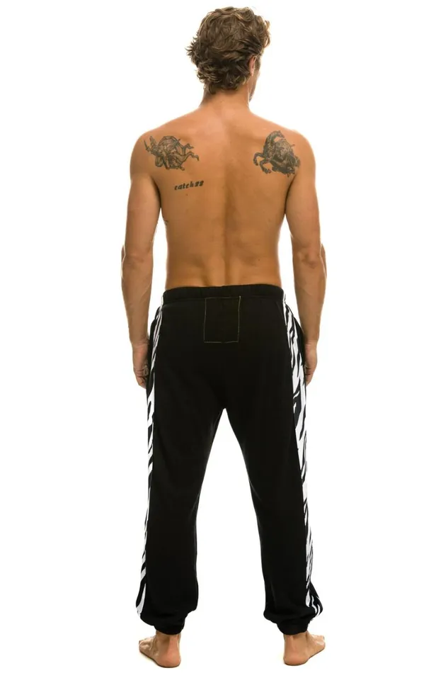 Men Bottoms Aviator Nation ZEBRA STRIPE SWEATPANTS 8211 BLACK ZEBRA Men Bottoms Aviator Nation ZEBRA STRIPE SWEATPANTS 8211 BLACK ZEBRA