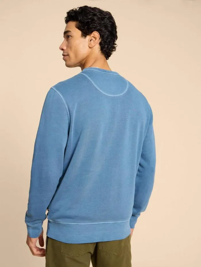 Men Crew Neck Sweat Mid Blue White Stuff Knitwear Men Crew Neck Sweat Mid Blue White Stuff Knitwear