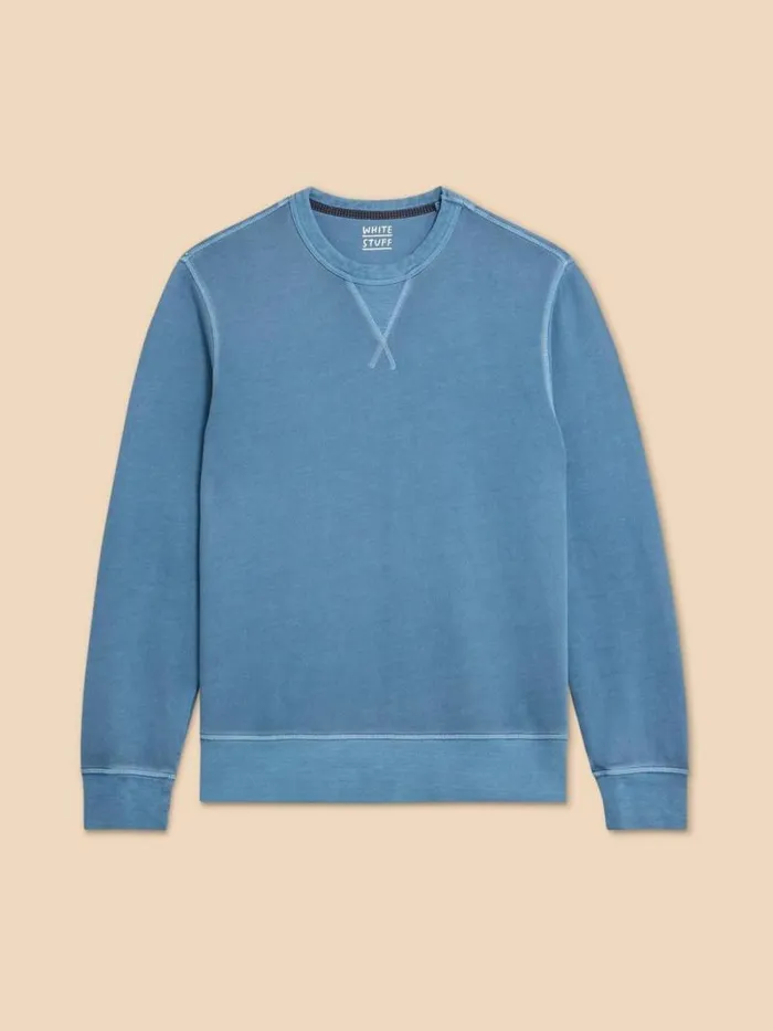 Men Crew Neck Sweat Mid Blue White Stuff Knitwear Men Crew Neck Sweat Mid Blue White Stuff Knitwear
