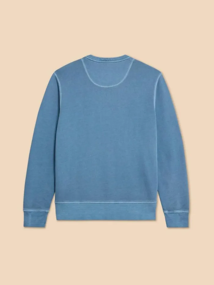 Men Crew Neck Sweat Mid Blue White Stuff Knitwear Men Crew Neck Sweat Mid Blue White Stuff Knitwear