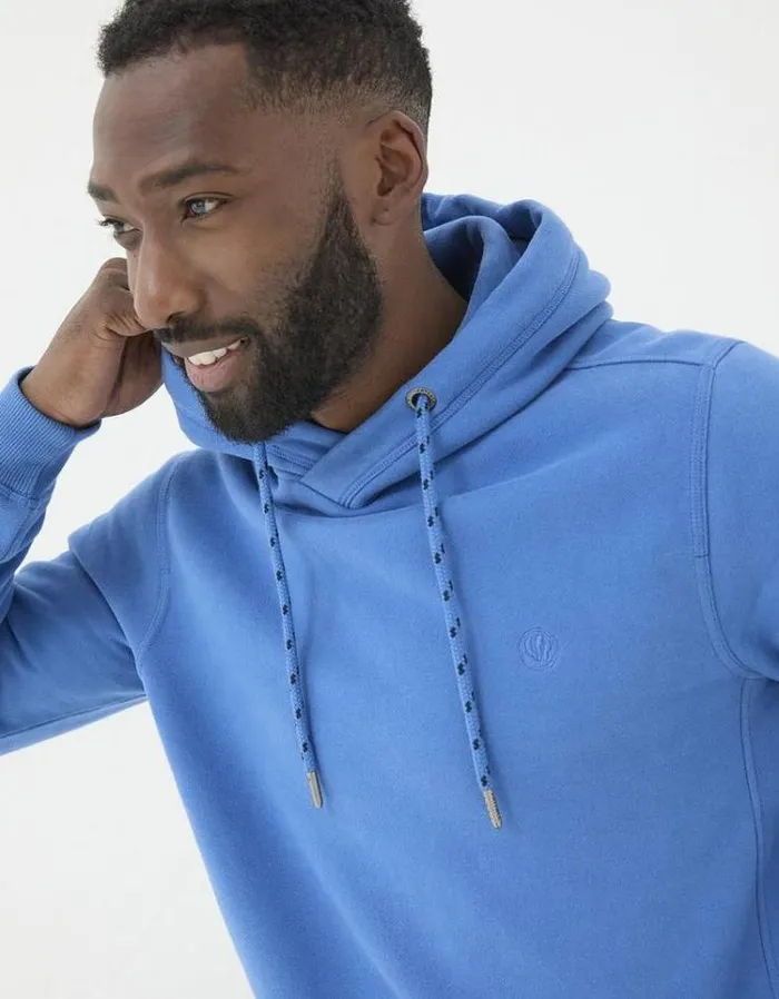 Men FatFace Sweatshirts and Hoodies Brooke Overhead Hoodie Blue