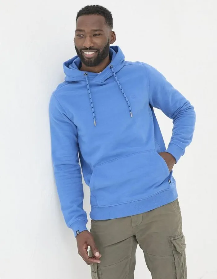 Men FatFace Sweatshirts and Hoodies Brooke Overhead Hoodie Blue
