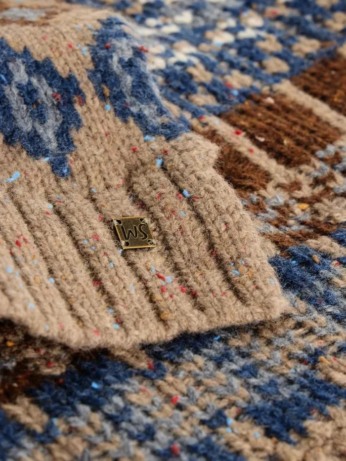 Men Grove Fairisle Scarf Natural Multi White Stuff Scarves