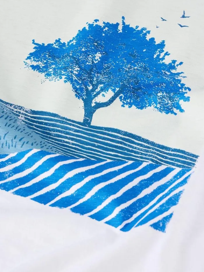 Men Indigo Tree Graphic Tee Ivory Print White Stuff TShirts Men Indigo Tree Graphic Tee Ivory Print White Stuff TShirts