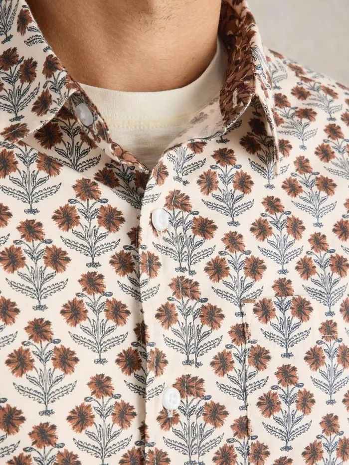 Men Large Dandelion Printed Shirt Natural Multi White Stuff Shirts Men Large Dandelion Printed Shirt Natural Multi White Stuff Shirts