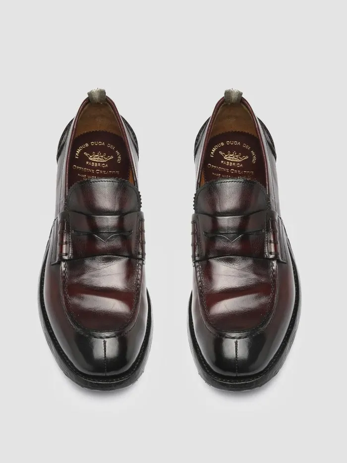 Men Officine Creative Footwear BALANCE 011 Burgundy Leather Penny Loafers Men Officine Creative Footwear BALANCE 011 Burgundy Leather Penny Loafers