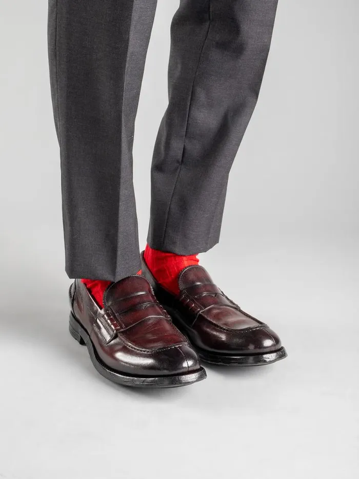Men Officine Creative Footwear BALANCE 011 Burgundy Leather Penny Loafers Men Officine Creative Footwear BALANCE 011 Burgundy Leather Penny Loafers