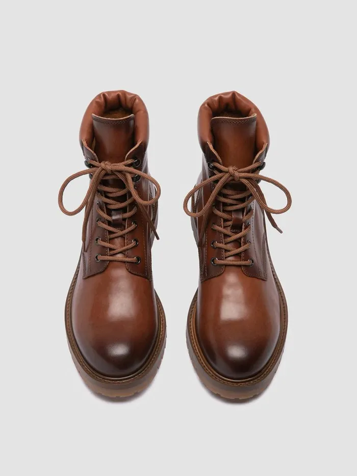 Men Officine Creative Footwear BOSS 002 Brown Leather Lace Up Boots Men Officine Creative Footwear BOSS 002 Brown Leather Lace Up Boots