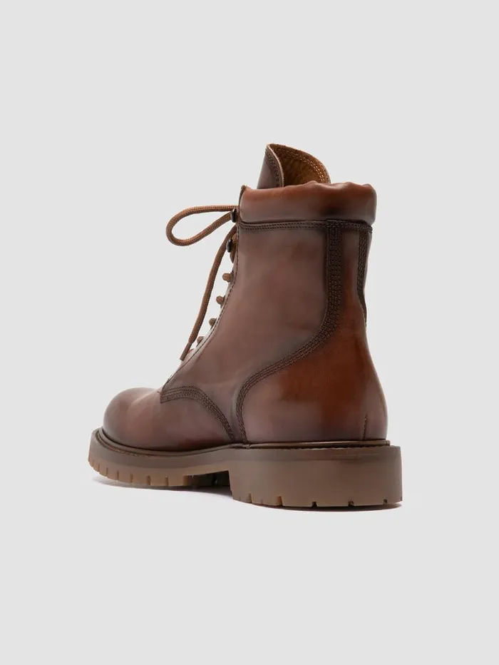 Men Officine Creative Footwear BOSS 002 Brown Leather Lace Up Boots Men Officine Creative Footwear BOSS 002 Brown Leather Lace Up Boots