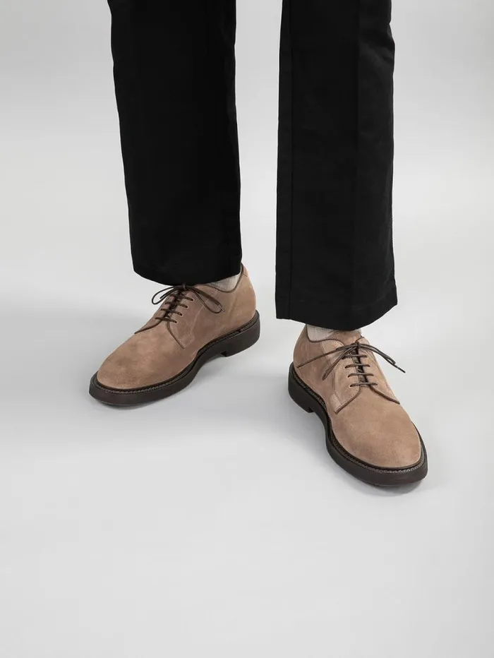 Men Officine Creative Footwear HOPKINS FLEXI 201 Taupe Suede Derby Shoes Men Officine Creative Footwear HOPKINS FLEXI 201 Taupe Suede Derby Shoes
