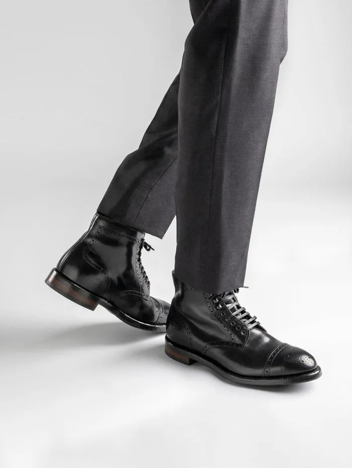 Men Officine Creative Footwear TEMPLE 004 Black Leather Ankle Boots Men Officine Creative Footwear TEMPLE 004 Black Leather Ankle Boots
