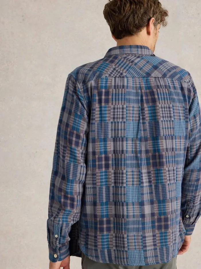 Men Patchwork Check Shirt Grey Multi White Stuff Shirts Men Patchwork Check Shirt Grey Multi White Stuff Shirts