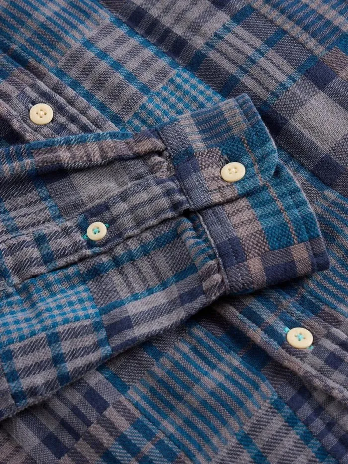 Men Patchwork Check Shirt Grey Multi White Stuff Shirts Men Patchwork Check Shirt Grey Multi White Stuff Shirts