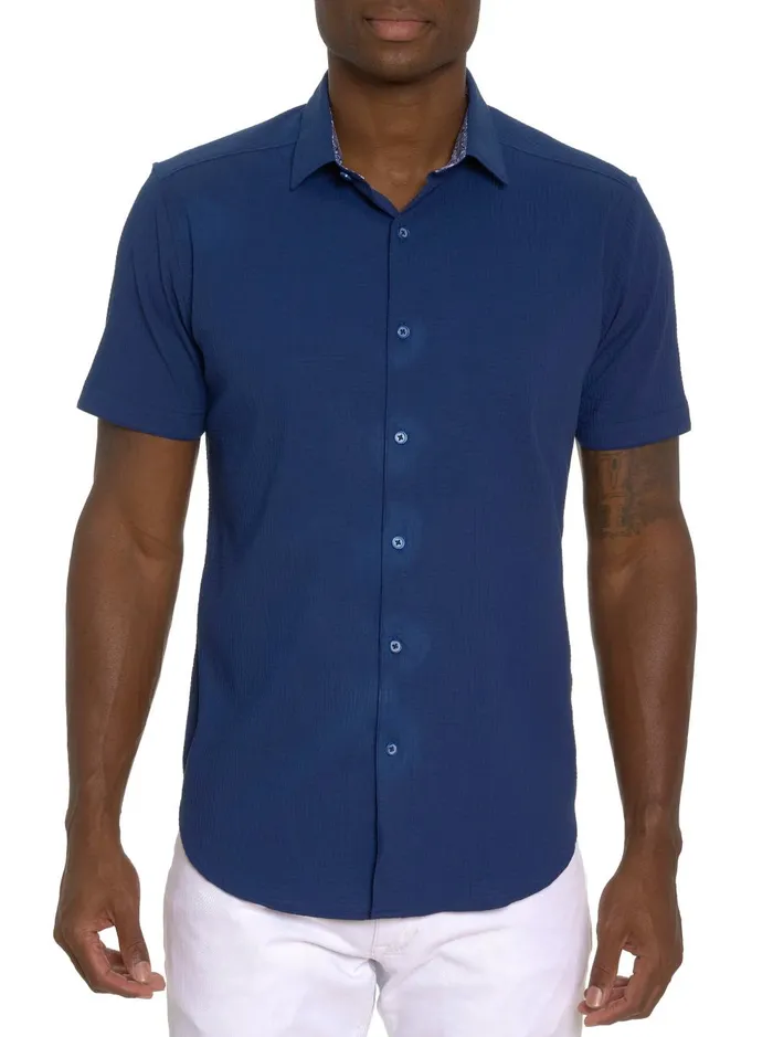 Men Short Sleeve Button Down Shirts Robert Graham SHARK BITE SHORT SLEEVE BUTTON DOWN SHIRT White