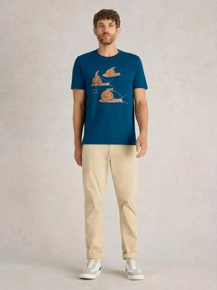 Men Slow Lane Graphic Tee Teal Print White Stuff TShirts Men Slow Lane Graphic Tee Teal Print White Stuff TShirts