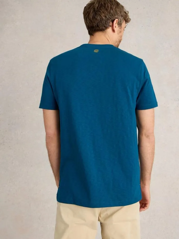 Men Slow Lane Graphic Tee Teal Print White Stuff TShirts Men Slow Lane Graphic Tee Teal Print White Stuff TShirts