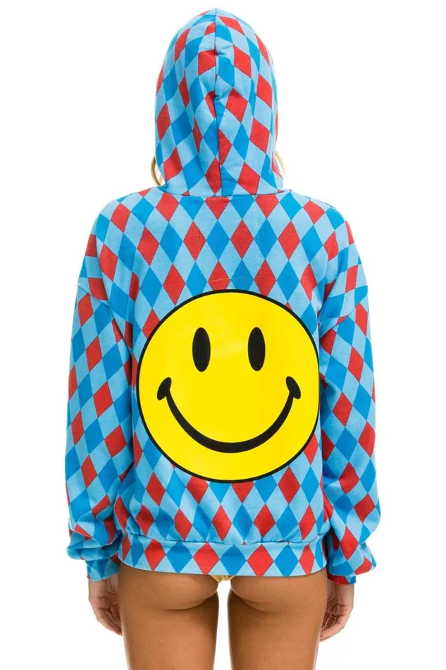 MenWomen Tops Aviator Nation DIAMOND REPEAT SMILEY RELAXED PULLOVER HOODIE 8211 SKY MenWomen Tops Aviator Nation DIAMOND REPEAT SMILEY RELAXED PULLOVER HOODIE 8211 SKY