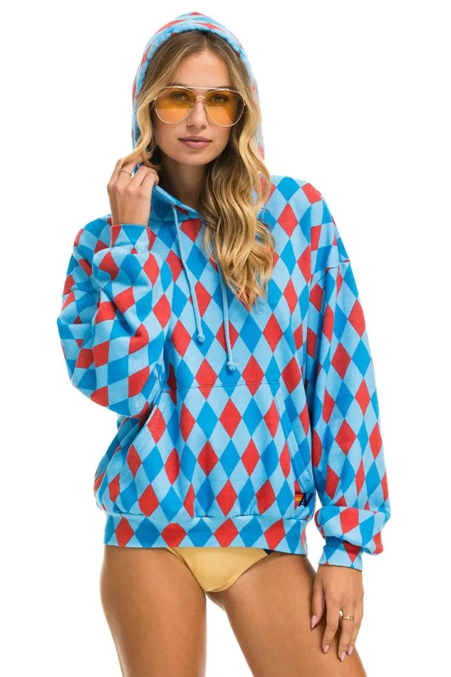 MenWomen Tops Aviator Nation DIAMOND REPEAT SMILEY RELAXED PULLOVER HOODIE 8211 SKY MenWomen Tops Aviator Nation DIAMOND REPEAT SMILEY RELAXED PULLOVER HOODIE 8211 SKY