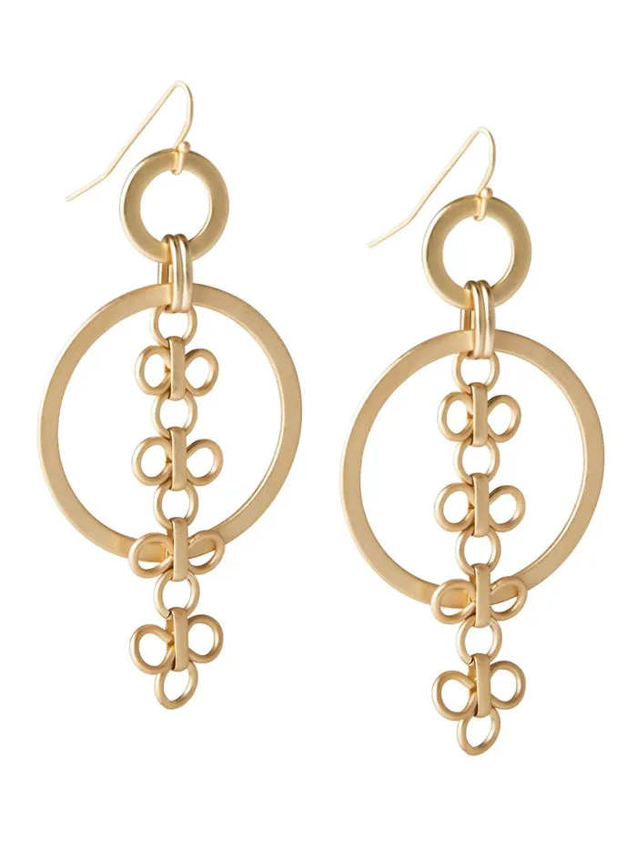 Misook Clover Charm Matte Gold Earrings Women Earrings