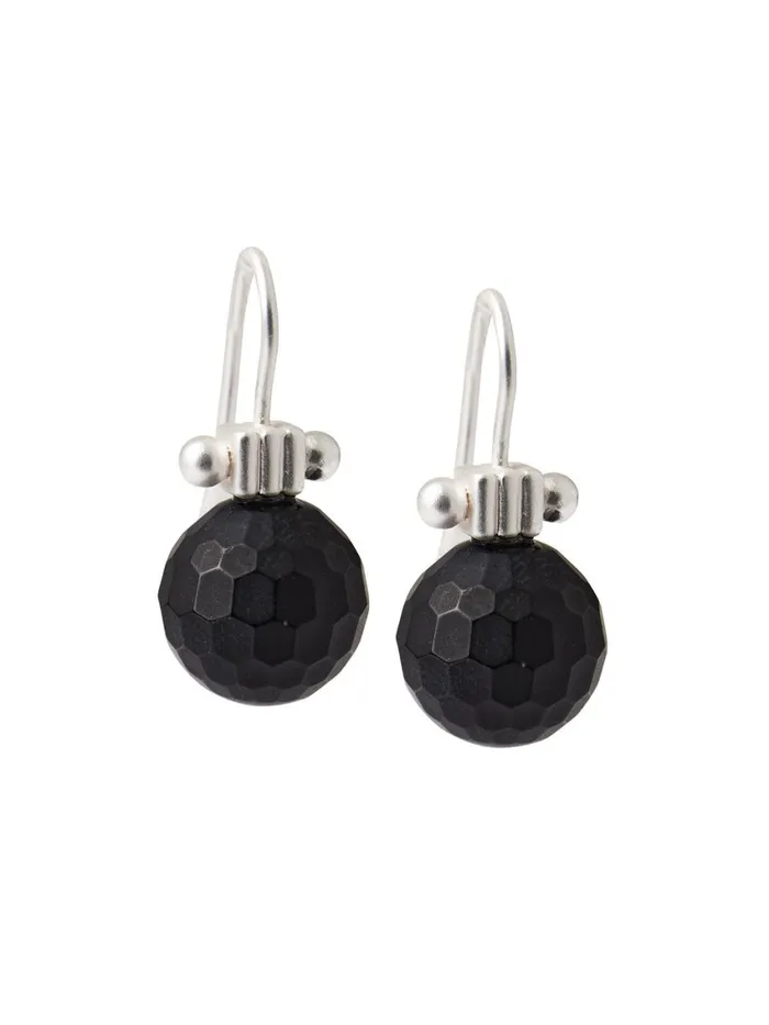 Misook Handmade Matte Black Onyx Crystal Column Top Earring Women Earrings